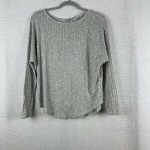 3/$15 Green Envelope Gray Long Sleeve Top Exposed Zip